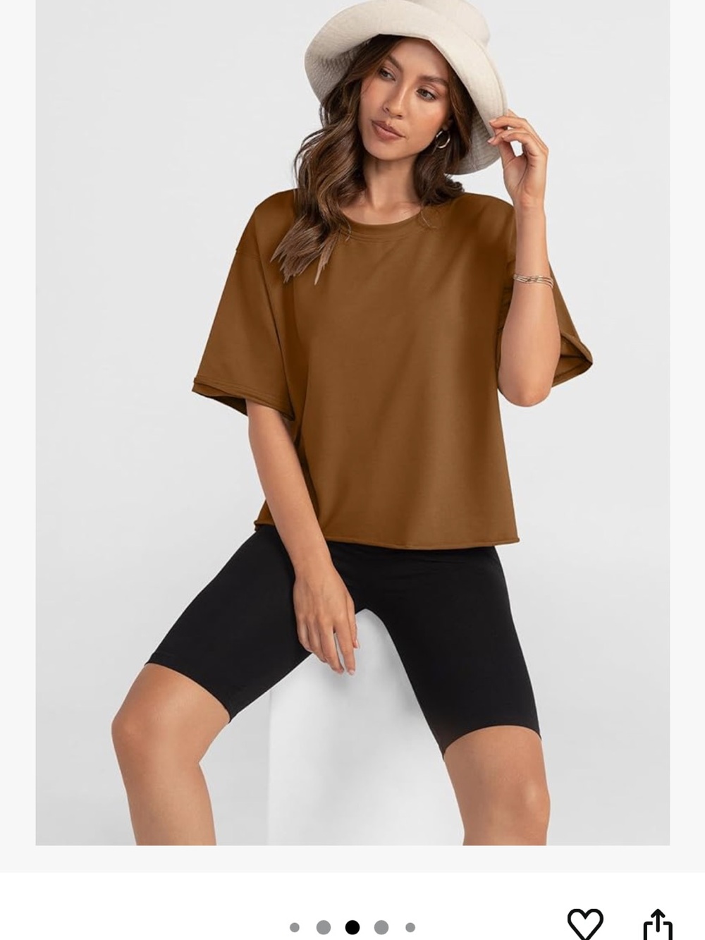 Casual Oversized Short Sleeve Tee - Brown